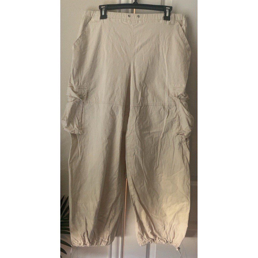 Madden‎ NYC Women's XL Beige Cargo Utility Pants Drawstring Adjustable Hem - Picture 2 of 7